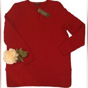 NWT Ralph Lauren Red Short V neck Knitted Sweater Plus size 1X